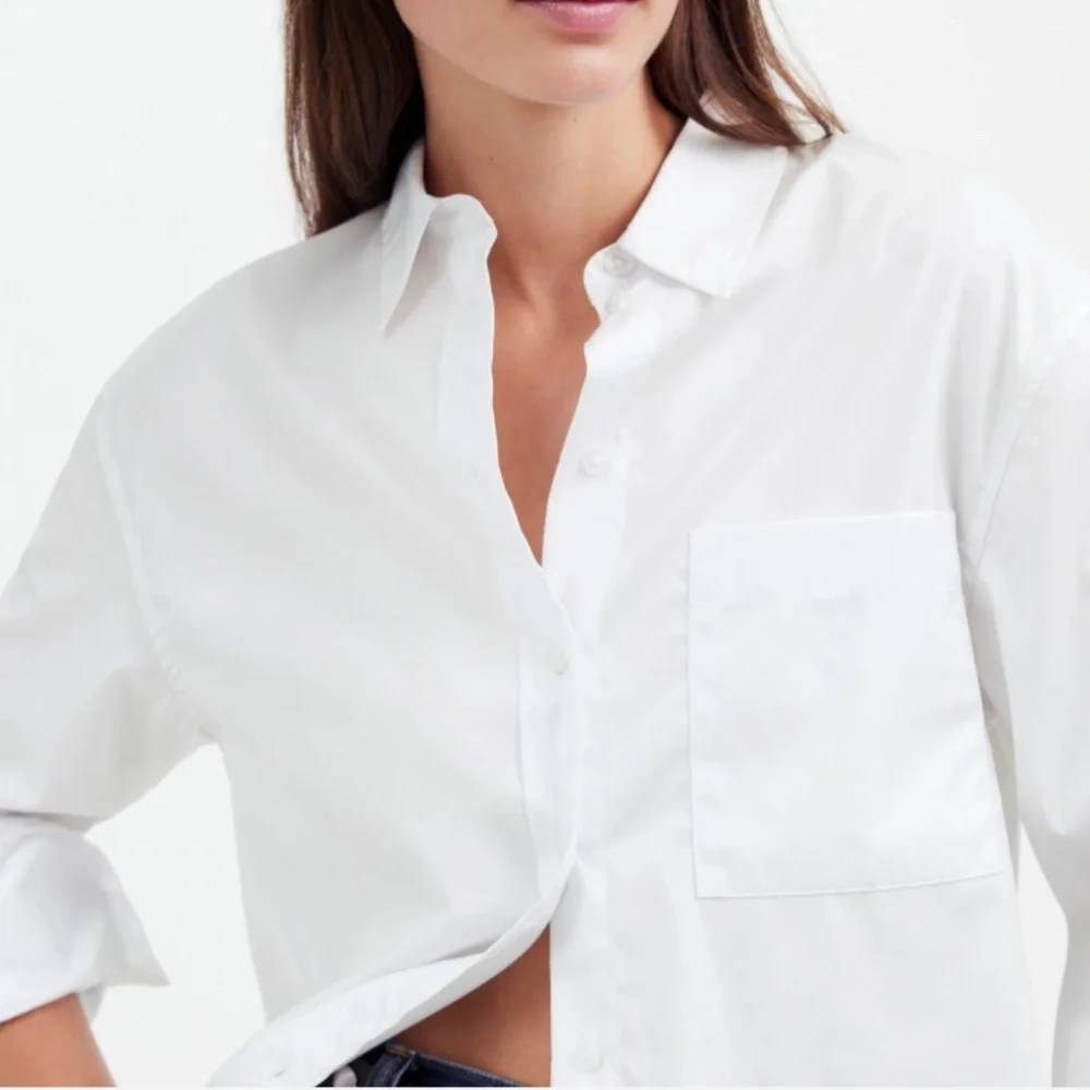 NWT Madewell White Relaxed Button-Up Shirt SZ Various - Picture 3 of 16